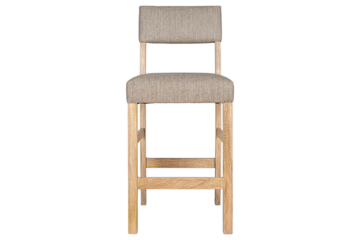 Chaise de comptoir rembourrée en lin Nadeeka - Gris clair