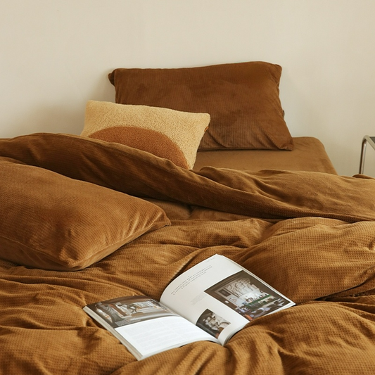 Ensemble de draps en velours corail Holly