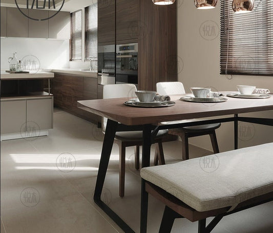 Table à manger nordique JOEL en bois massif et chaise minimaliste moderne