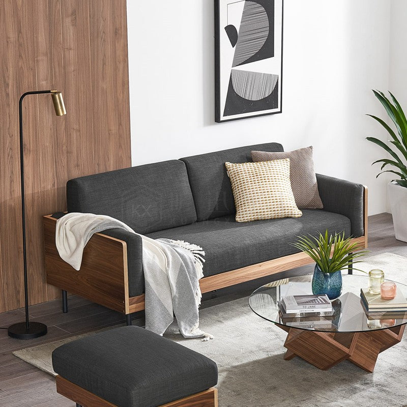 Canapé nordique moderne DANIELLA en bois dur américain, housse lavable en tissu 