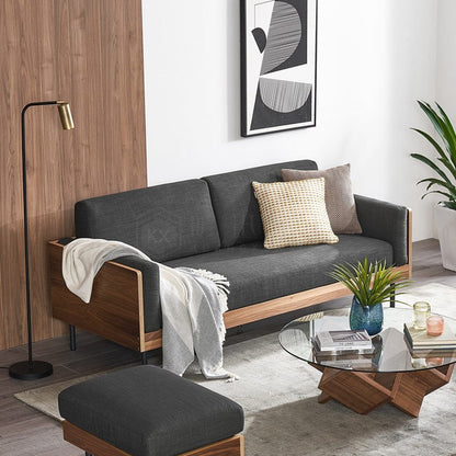 Canapé nordique moderne DANIELLA en bois dur américain, housse lavable en tissu 