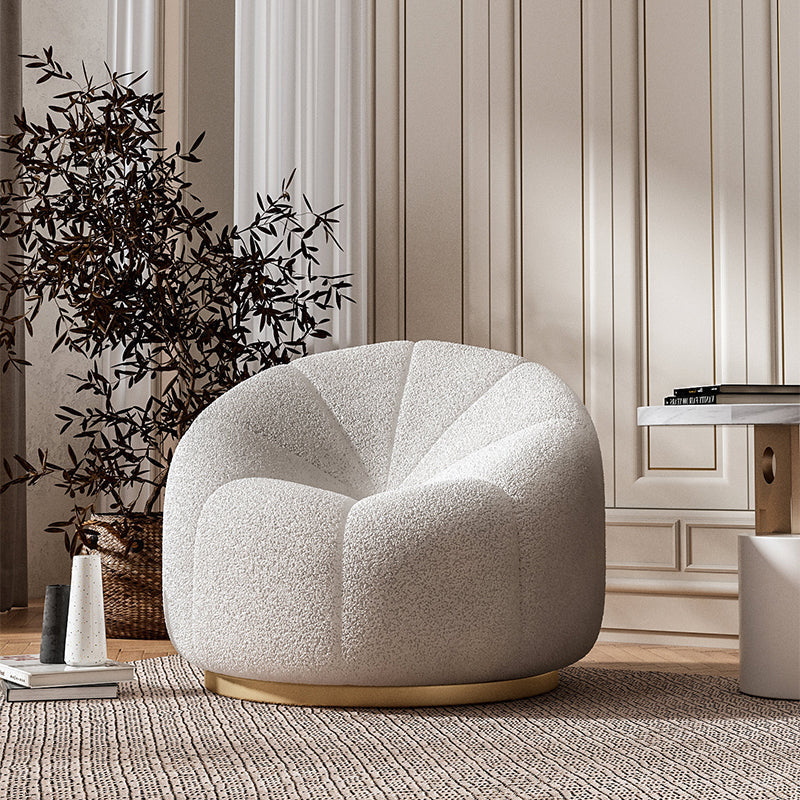 Fauteuil tonneau large en velours Berinhard