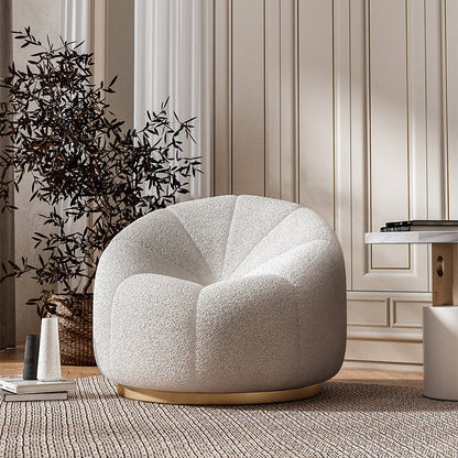 Fauteuil tonneau large en velours Berinhard