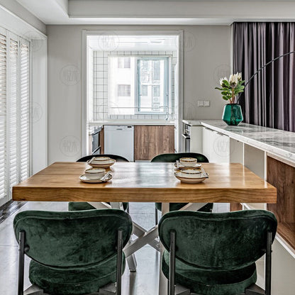 Table à manger en bois massif Maeve japonaise scandinave