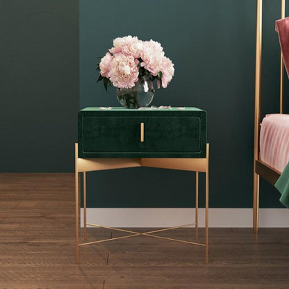 Capra 1 - Table de chevet en velours à tiroir 