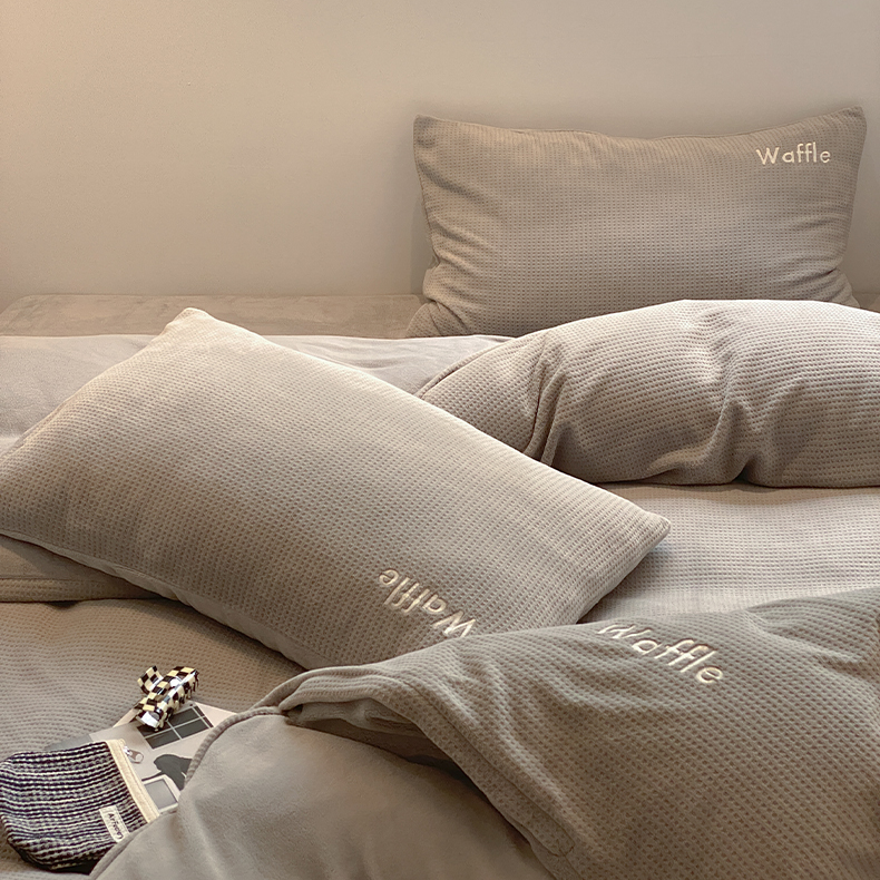 Ensemble de draps en velours corail Holly