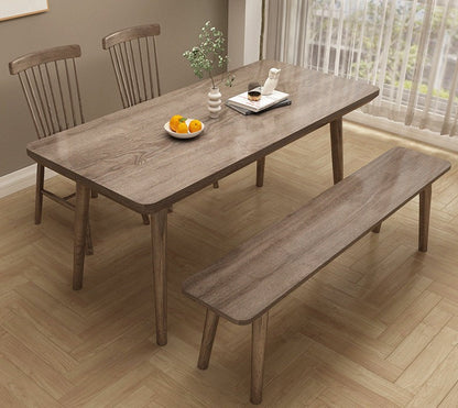 Table à manger minimaliste ADALINE nordique tout en bois massif 