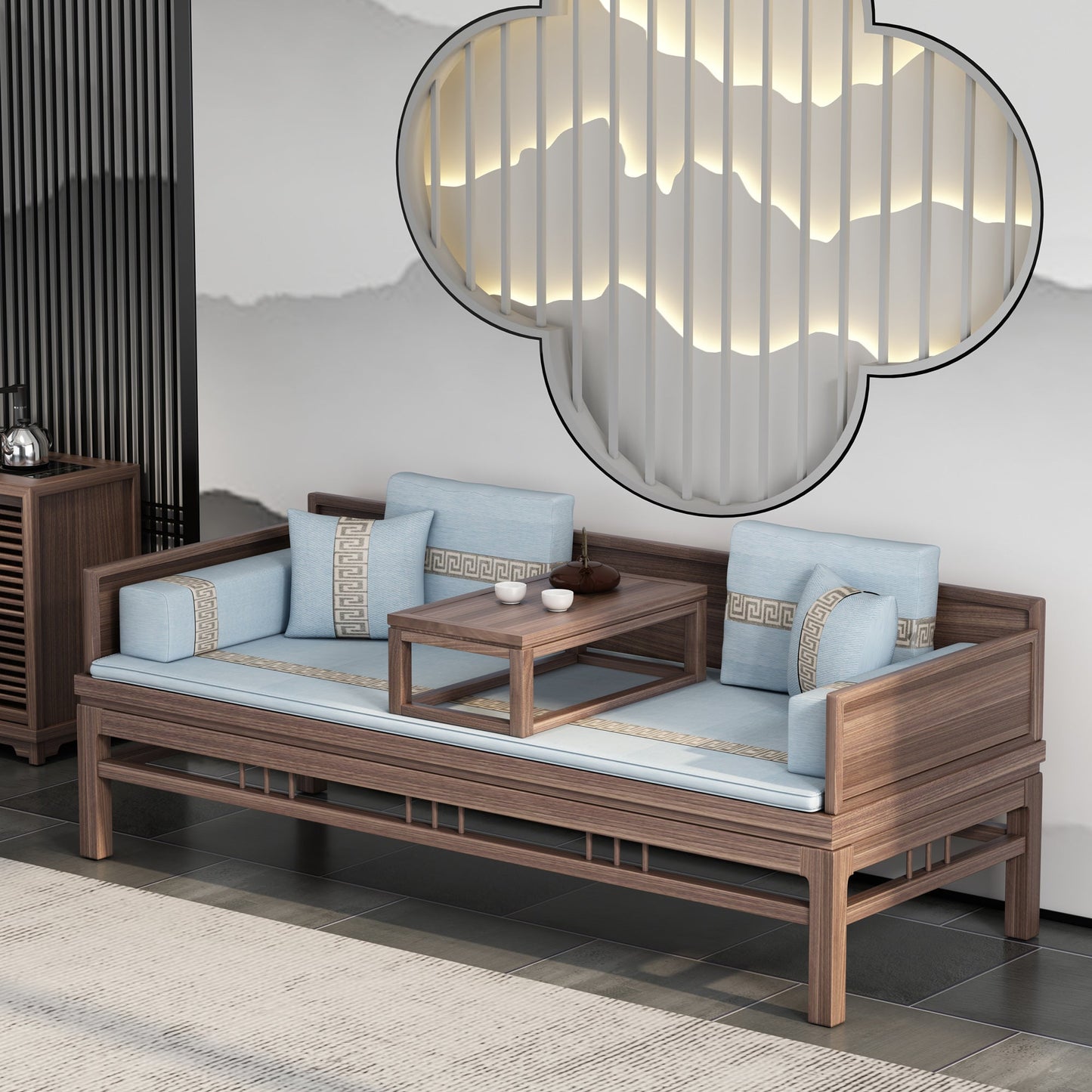 Canapé-lit classique en bois massif INGRID SHERATON