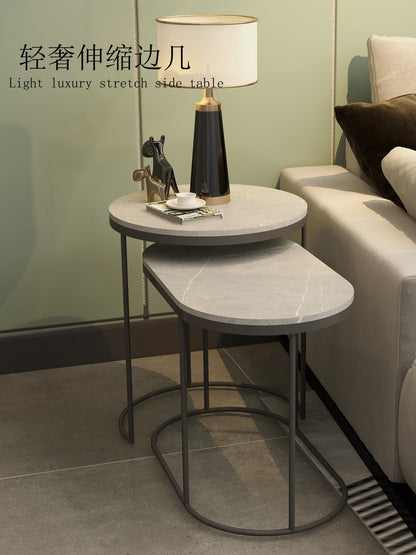 Table basse ALEX ovale et ronde en marbre italien minimaliste de luxe