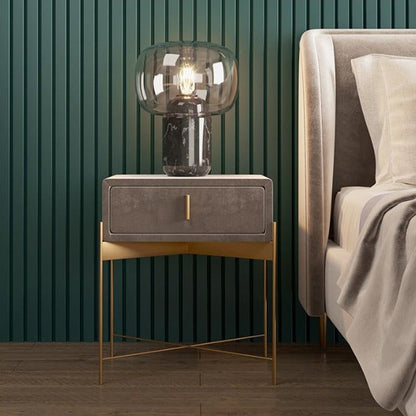 Capra 1 - Table de chevet en velours à tiroir 