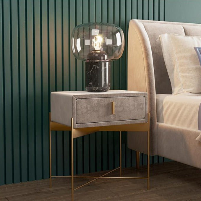 Capra 1 - Table de chevet en velours à tiroir 