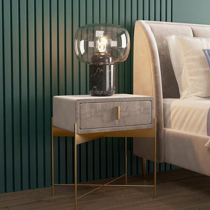 Capra 1 - Table de chevet en velours à tiroir 