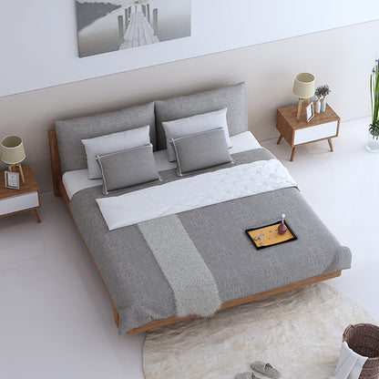 Lit double en bois massif scandinave nordique japonais AMELIA