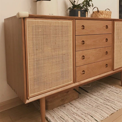 Buffet en rotin ALLISON (2 couleurs au choix : naturel et noyer)