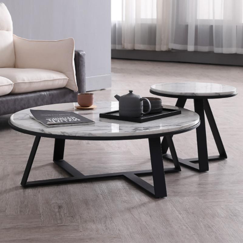 Ensemble de tables basses rondes en marbre ELEANOR
