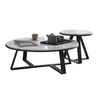 Ensemble de tables basses rondes en marbre ELEANOR