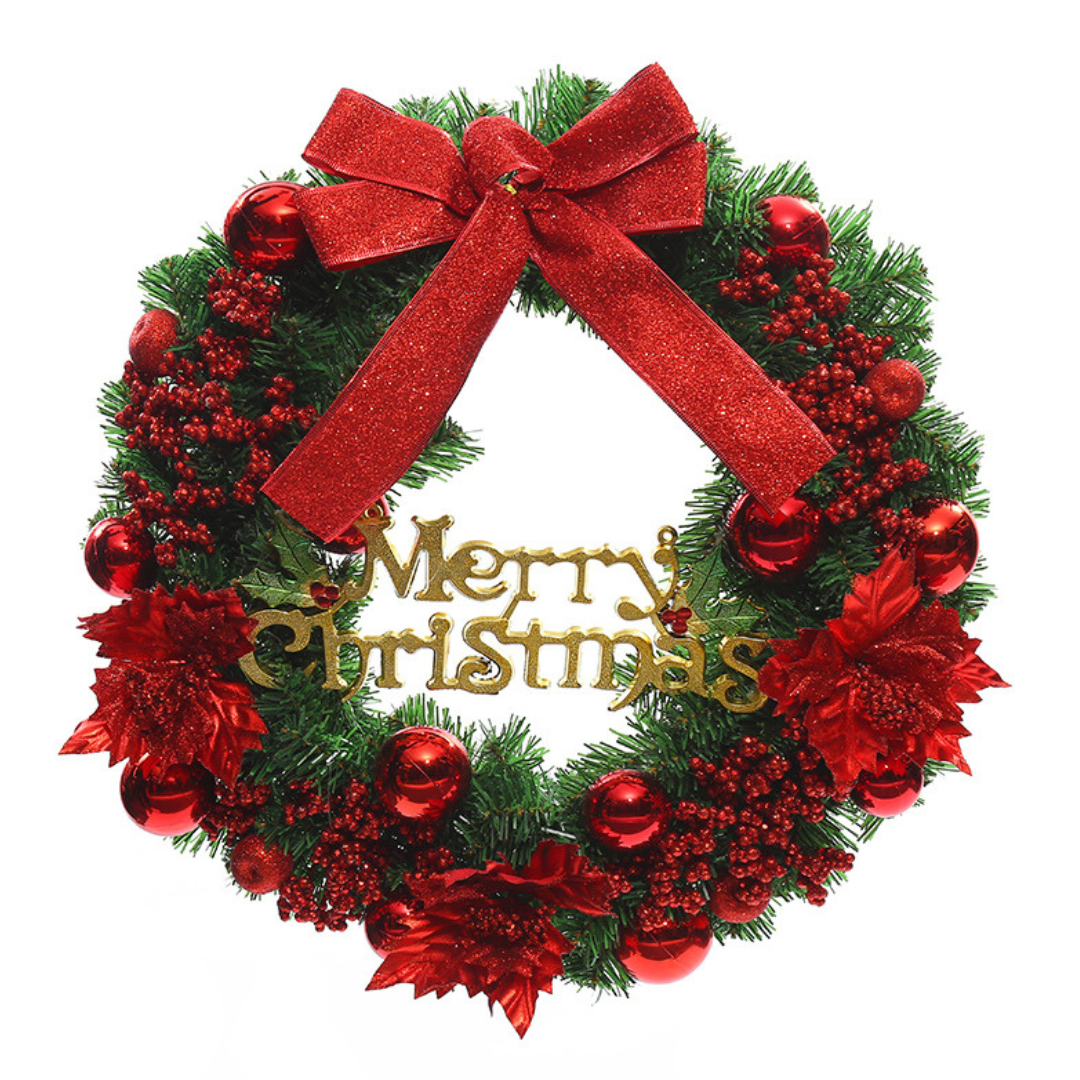 Couronne de Noël en faux pin et baies