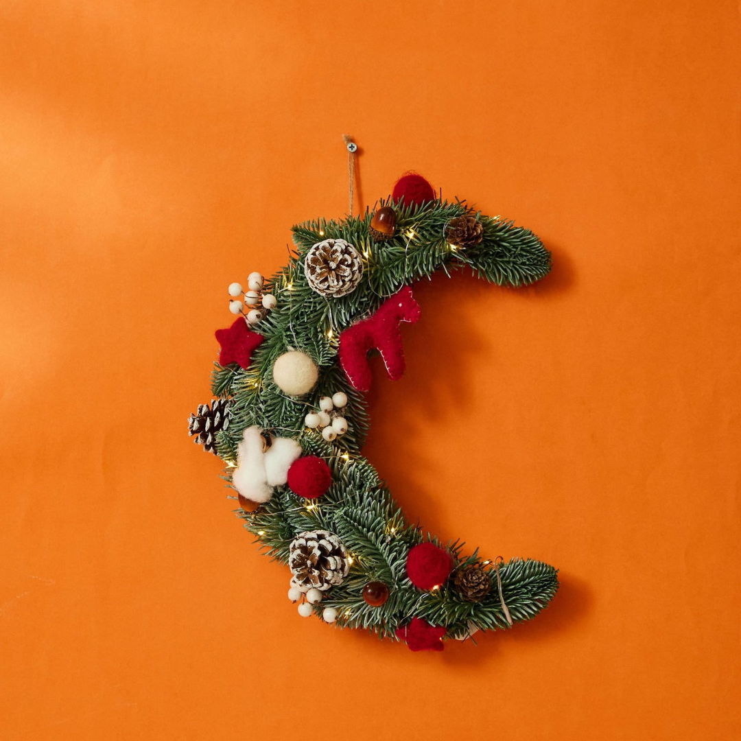 Couronne de Noël en forme de lune