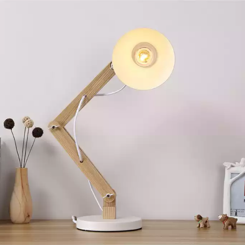 Lampe de bureau en bois massif Aalin