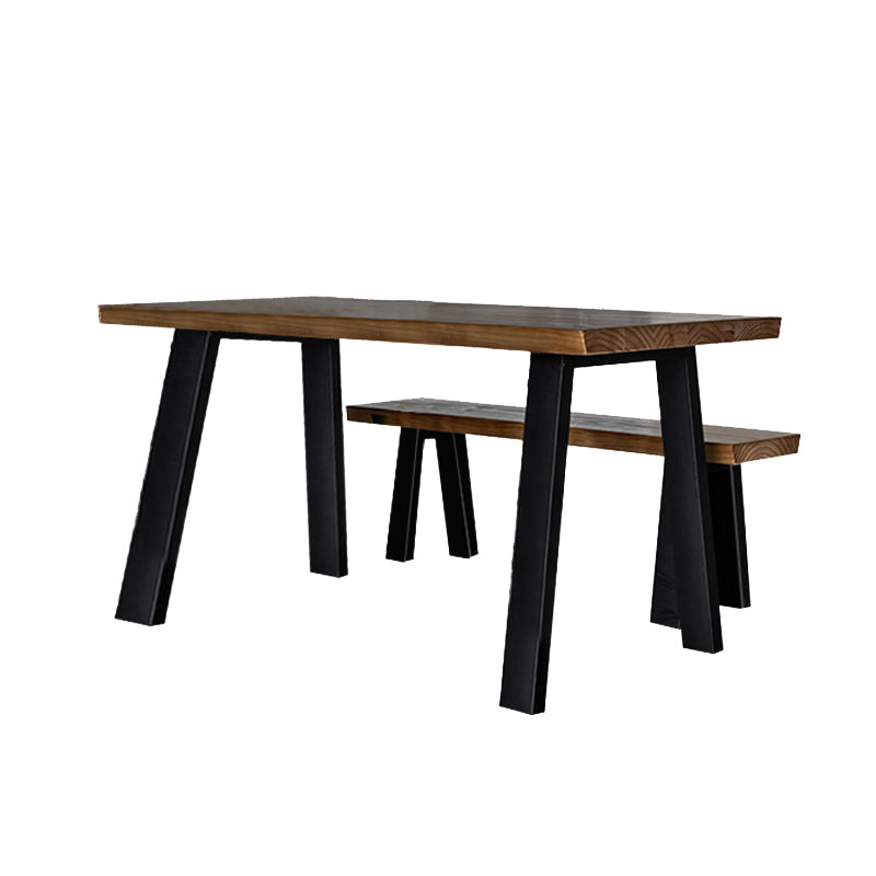 Ensemble table à manger et/ou chaise/banc en fer forgé et bois massif de style rétro nordique COOPER