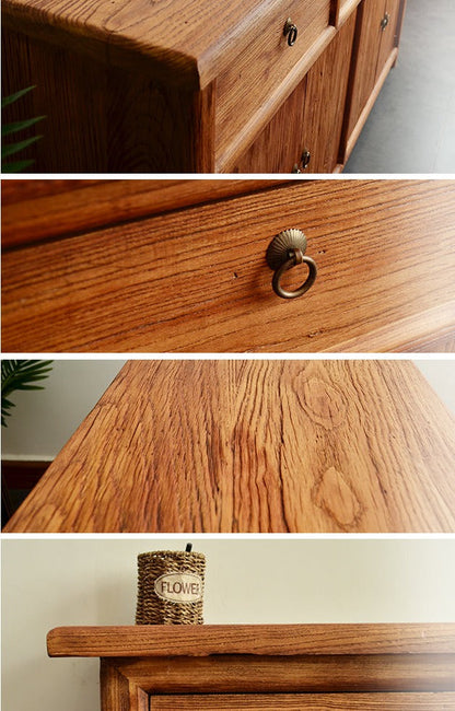 Buffet en bois massif recyclé d'automne, armoire, vieil orme