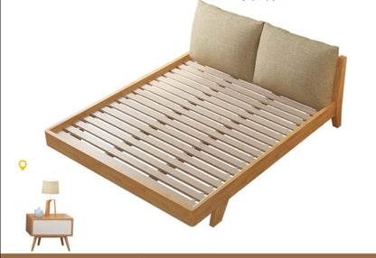 Lit double en bois massif scandinave nordique japonais AMELIA