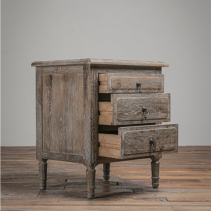 Table de chevet EZEKIEL de style campagnard américain français, 3 tiroirs (3 couleurs au choix) 