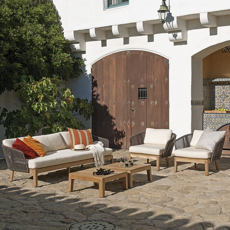 Canapé d'extérieur en rotin et bois massif Hawaii Hilton Nordic 