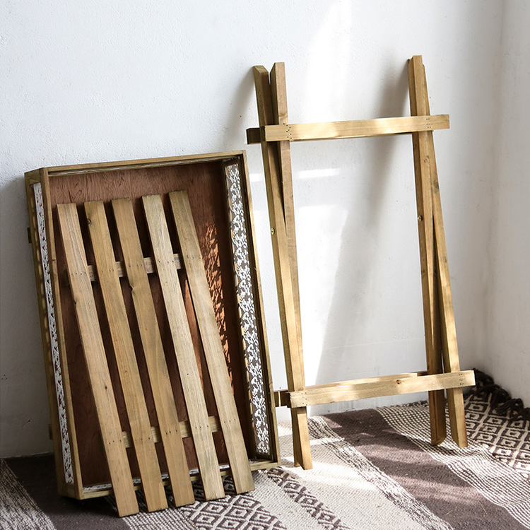 Support à plantes pliable à double étagère Khajag