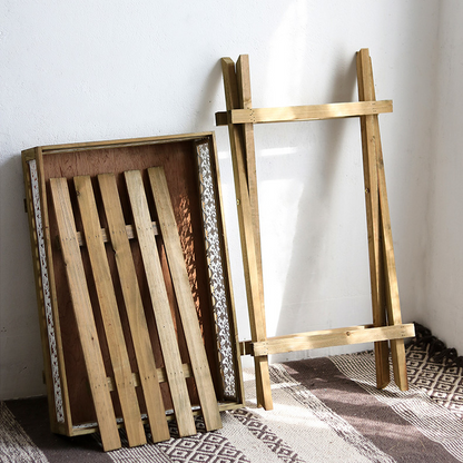 Support à plantes pliable à double étagère Khajag