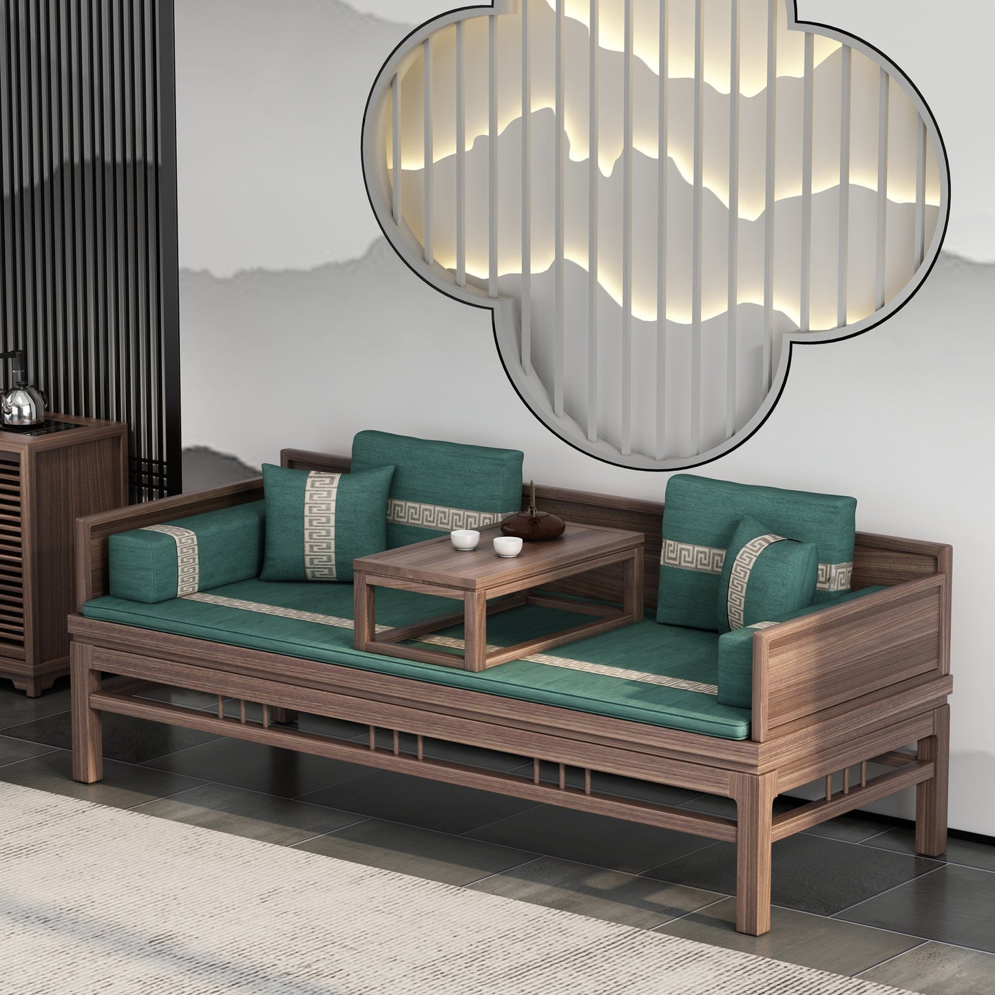 Canapé-lit classique en bois massif INGRID SHERATON