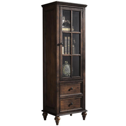 Vitrine en verre Calvin 2 tiroirs, console TV, table basse, salon de style classique américain en bois massif
