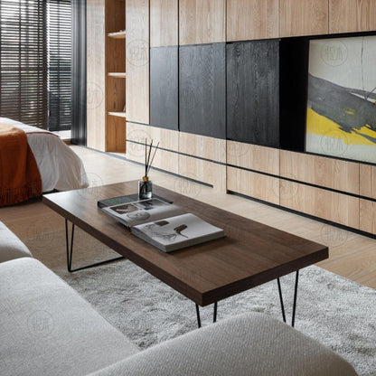 Table basse ALINA RADISSON style scandinave américain rétro en bois massif (4 tailles, 4 couleurs)