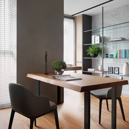 Bureau d'étude en bois massif JONAH, design scandinave et nordique, avec bords vivants