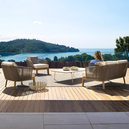 Canapé d'extérieur en rotin et bois massif Hawaii Hilton Nordic 