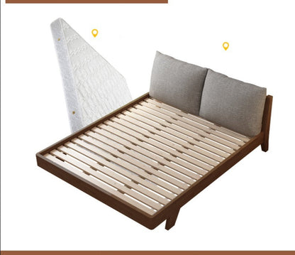 Lit double en bois massif scandinave nordique japonais AMELIA