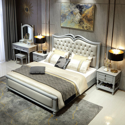 BOSTON HILTON Lit américain européen en bois dur King Size, tiroirs de rangement, rangement à air comprimé