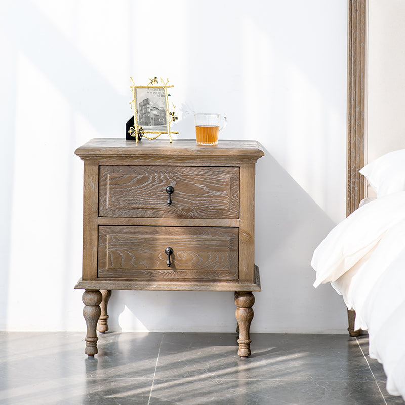 Table de chevet EZEKIEL de style campagnard américain français avec 2 tiroirs (3 couleurs au choix) 