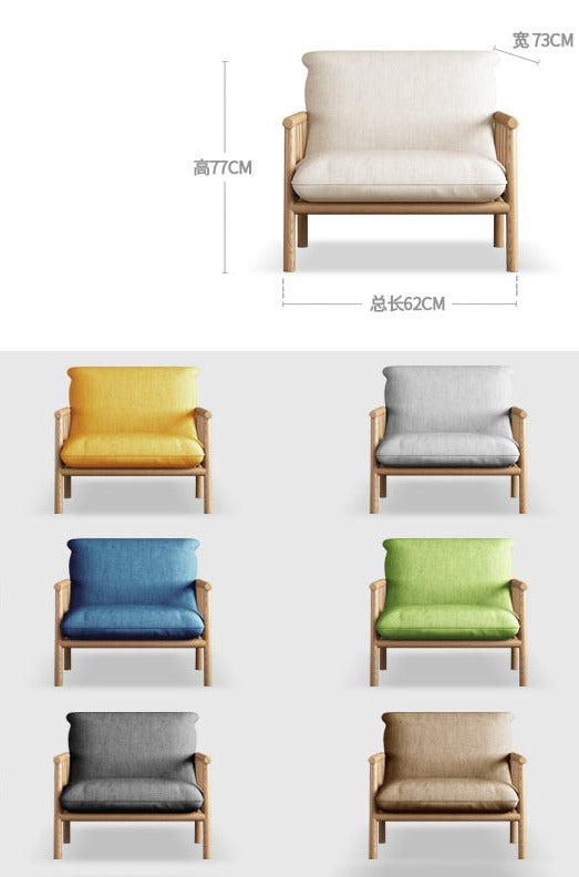 Canapé scandinave LAYLA en bois massif de style japonais (4 tailles, 7 couleurs au choix)