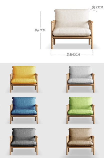 Canapé scandinave LAYLA en bois massif de style japonais (4 tailles, 7 couleurs au choix)
