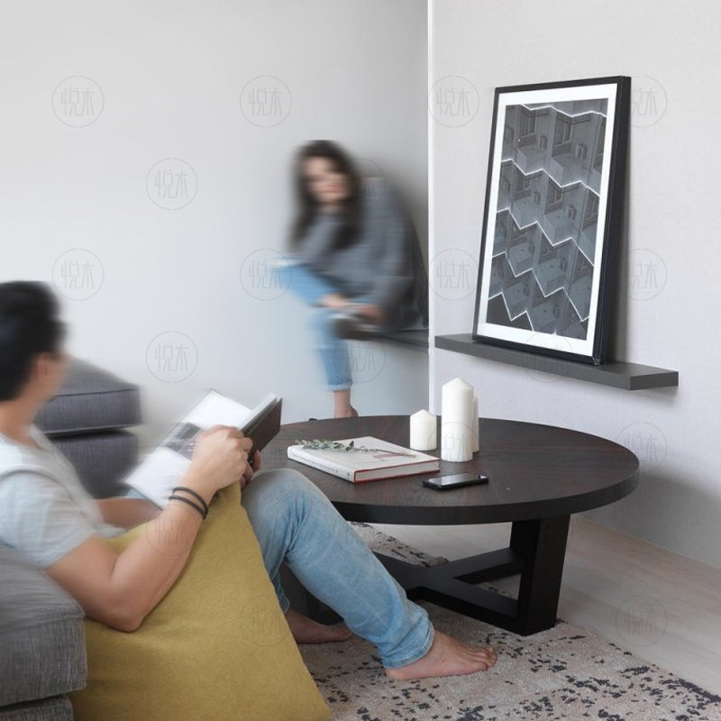 Table basse ronde Brittany Radisson style scandinave nordique rétro en bois massif (4 tailles, 4 couleurs) 