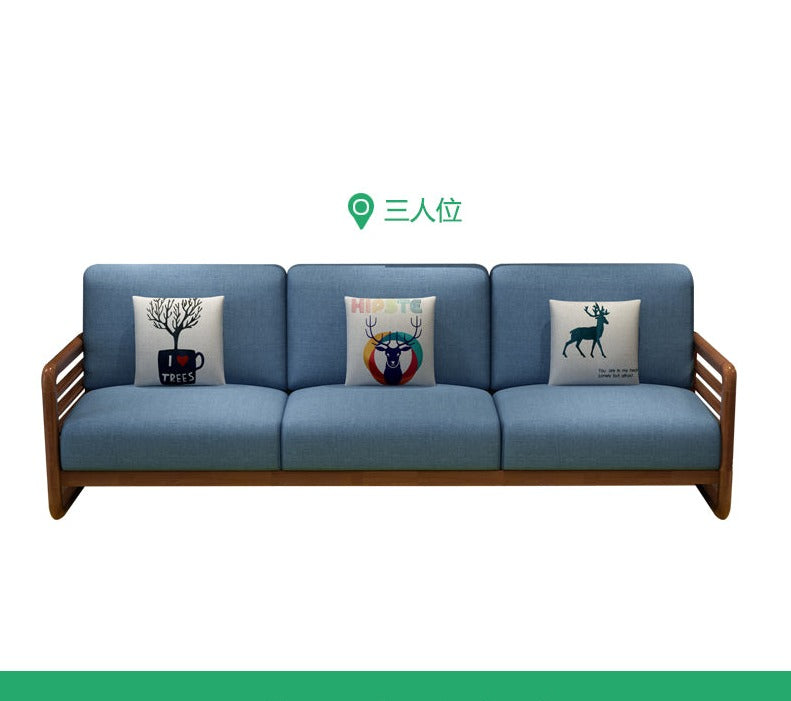 Canapé scandinave de luxe ARIA en bois massif de style nordique (couleur noyer/naturel, ensemble de 10 combinaisons)