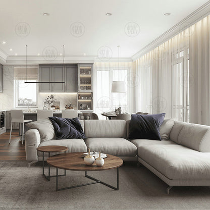 Table basse ronde nordique en bois massif KEHLANI RADISSON (4 couleurs, 2 tailles)