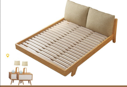 Lit double en bois massif scandinave nordique japonais AMELIA