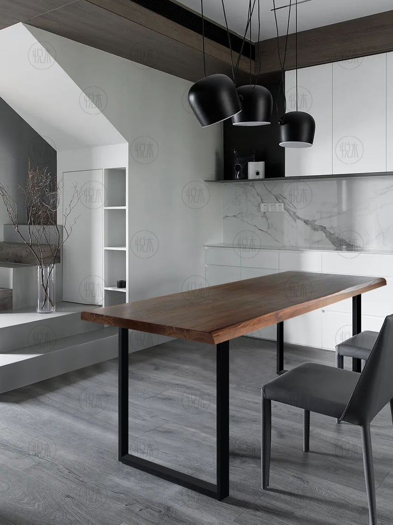 Table à manger BRYCE Nordic Scandinave Rétro en Bois Massif Bois Dur Américain 