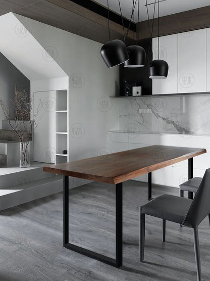 Table à manger BRYCE Nordic Scandinave Rétro en Bois Massif Bois Dur Américain 