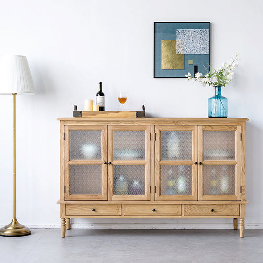 Buffet marocain français GENESIS en bois massif sculpté rétro, meuble console TV 