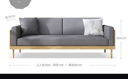 Canapé nordique simple en bois massif ELEANOR (1 à 3 places, 6 couleurs au choix)