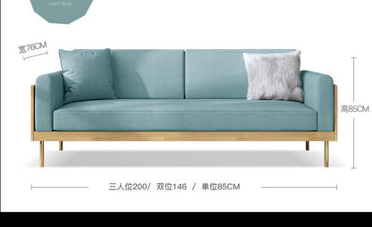 Canapé nordique simple en bois massif ELEANOR (1 à 3 places, 6 couleurs au choix)