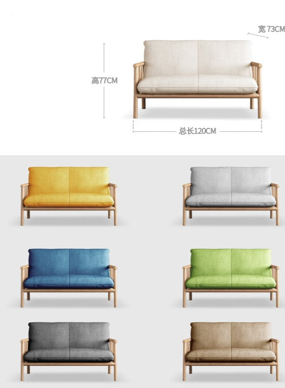 Canapé scandinave LAYLA en bois massif de style japonais (4 tailles, 7 couleurs au choix)